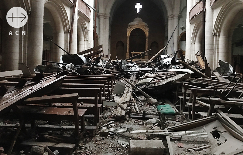 2016, 12, 15 알레포의 파괴된 마론파 교회 내부, 출처=ACN 자료사진