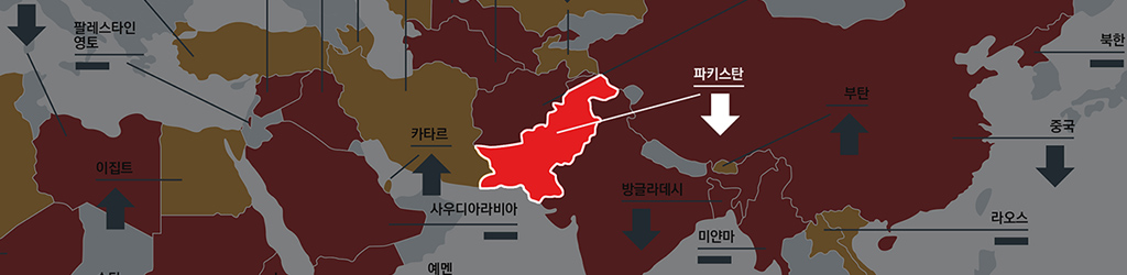 종교 자유를 심각하게 침해당한 국가들(조사기간: 2014.06~2016.06)
ACN 발행 「세계 종교 자유 보고서 2016」 발췌