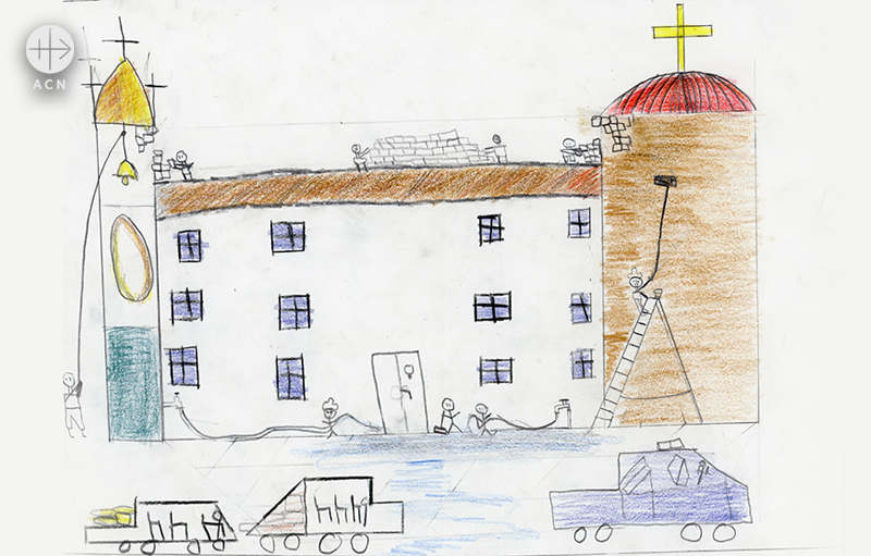 이라크 그리스도인 어린이의 그림 ‘귀향’ (출처=ACN 자료사진)