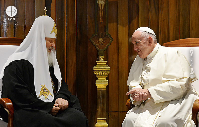2016년 2월 쿠바, 프란치스코 교황과 러시아 정교회 수장 키릴 총대주교의 만남 (출처=Igor Palkin/ACN)