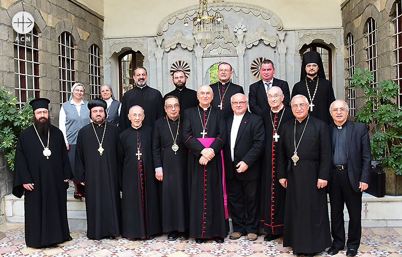 러시아 가톨릭 및 정교회 대표단과 시리아 다마스쿠스의 다양한 그리스도교 종파 지도자들의 만남 (출처=ACN 자료사진) 