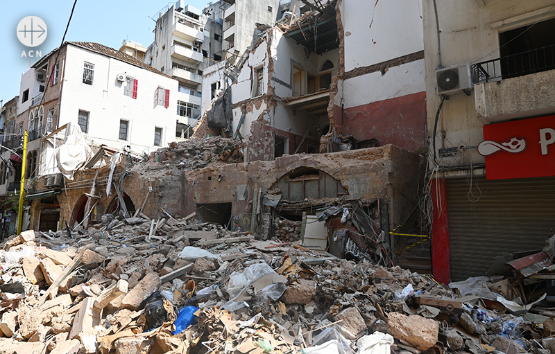 베이루트의 무너진 주택들 (출처=ACN 자료사진)